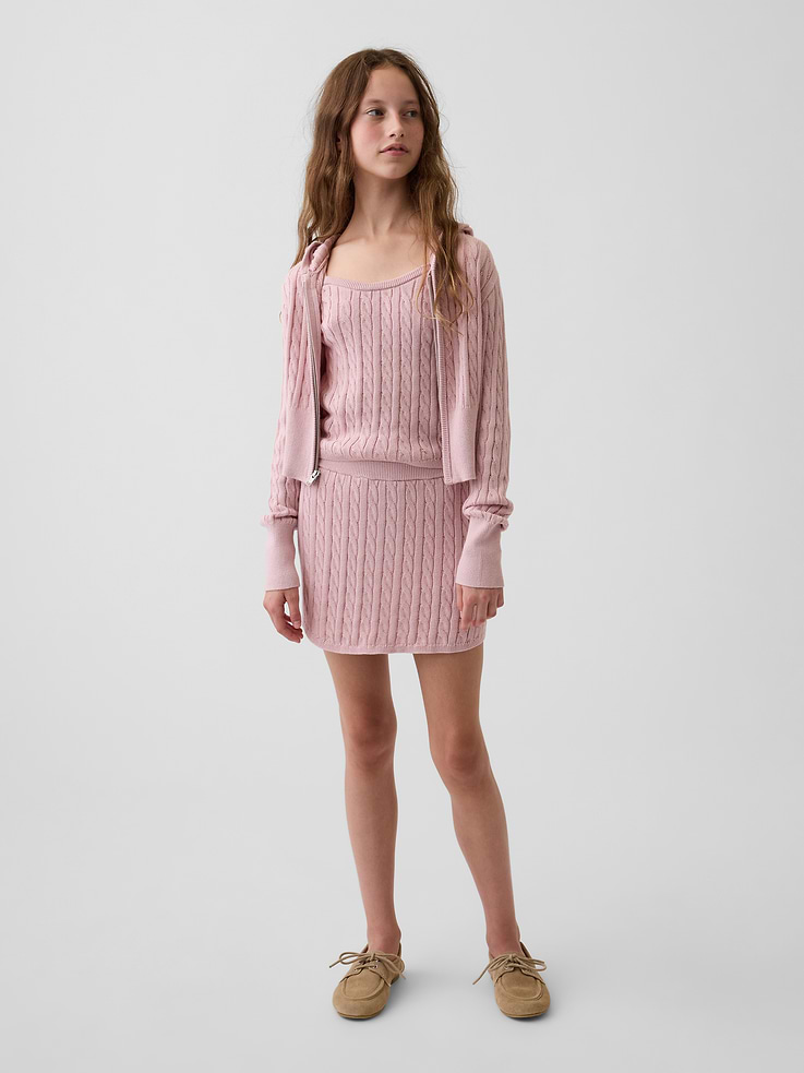 L'image numéro 4 présente Veste à capuchon en tricot torsadé 100 % coton pour Enfant