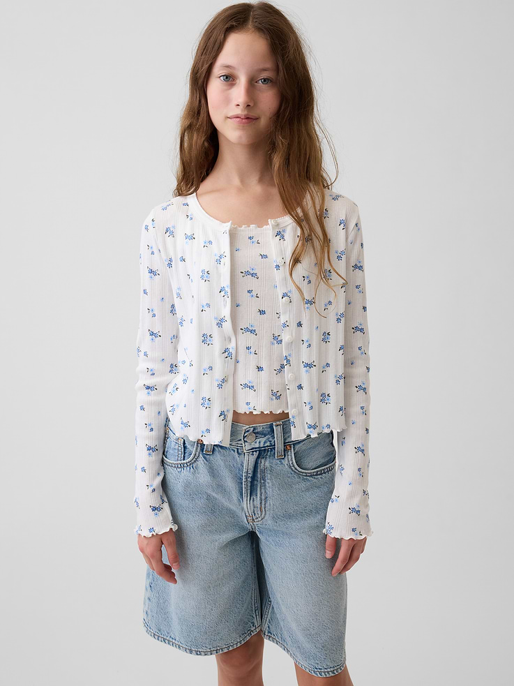 Image number 1 showing, Kids Pointelle Rib Cardigan