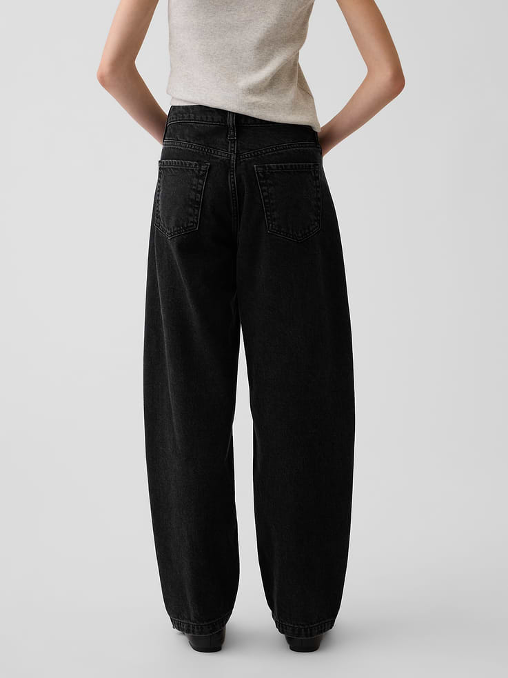 L'image numéro 4 présente Jean coupe baril à taille haute pour Enfant
