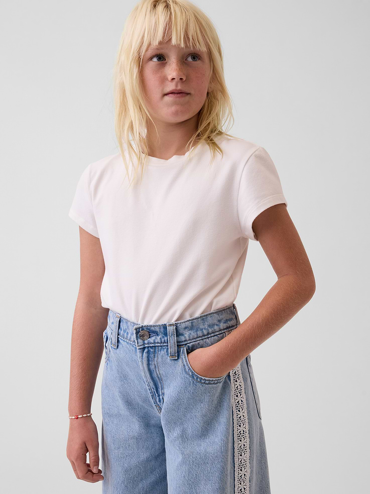 Image number 6 showing, Kids Low Rise Lace-Trim Baggy Jeans