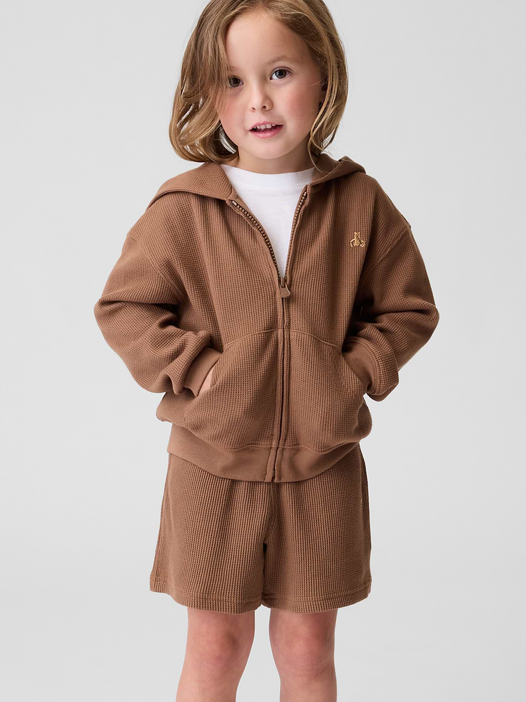 L'image numéro 2 présente Veste à capuchon en tricot gaufré pour Bébé et Tout-petit