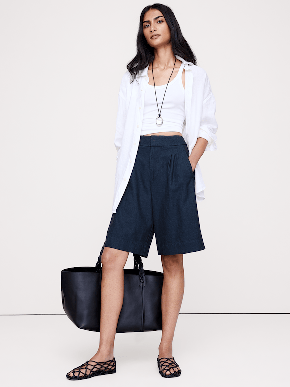 Bermuda en TENCEL™, coton et lin