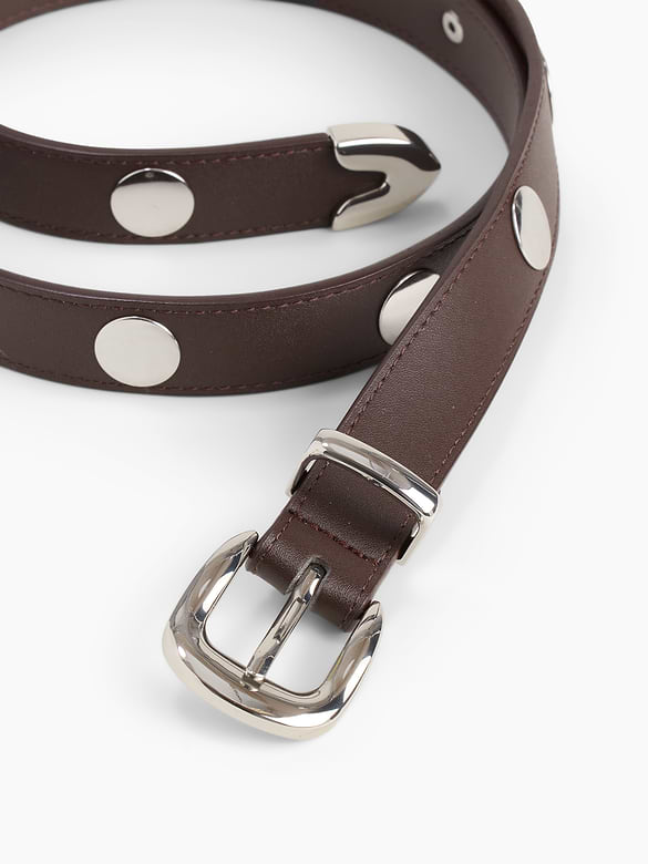 Vegan-Leather Studded Western Belt