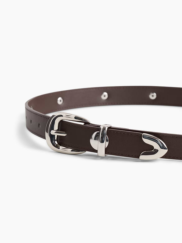 Vegan-Leather Studded Western Belt