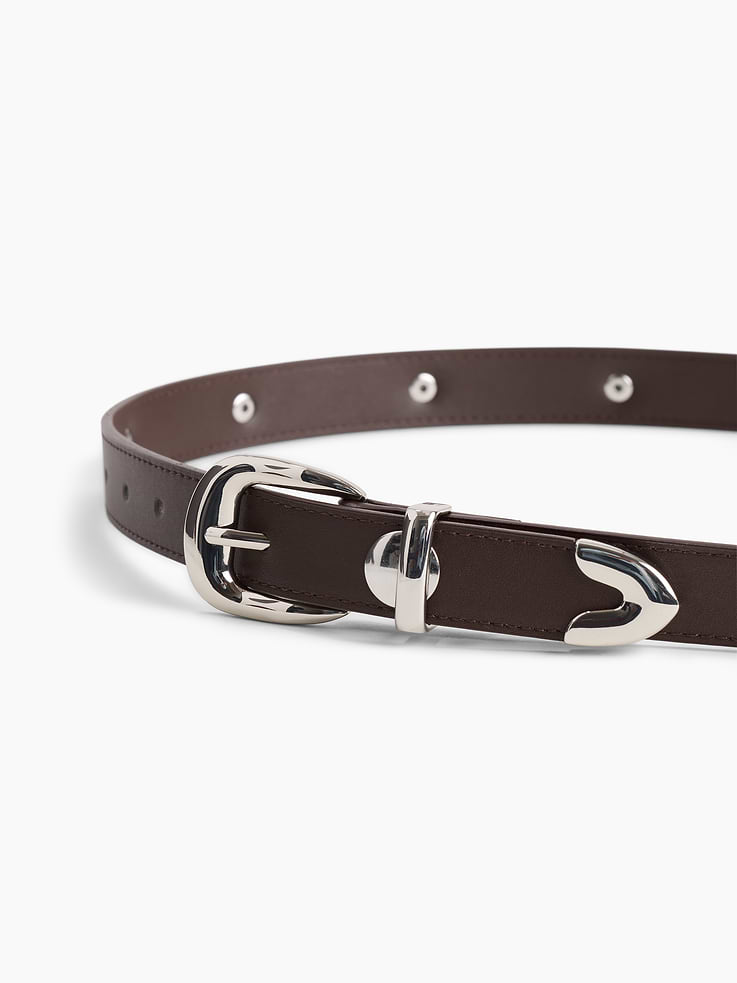 Image number 3 showing, Vegan-Leather Studded Western Belt