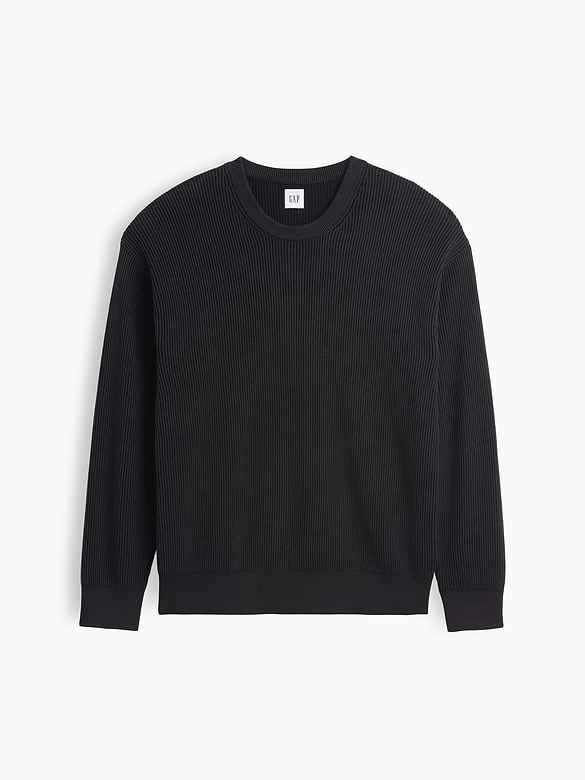 Relaxed Fisherman Stitch Crewneck Sweater