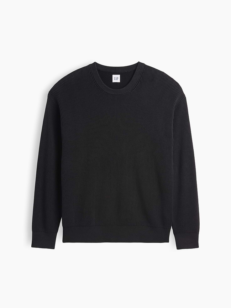 Image 5 of 5, Relaxed Fisherman Stitch Crewneck Sweater