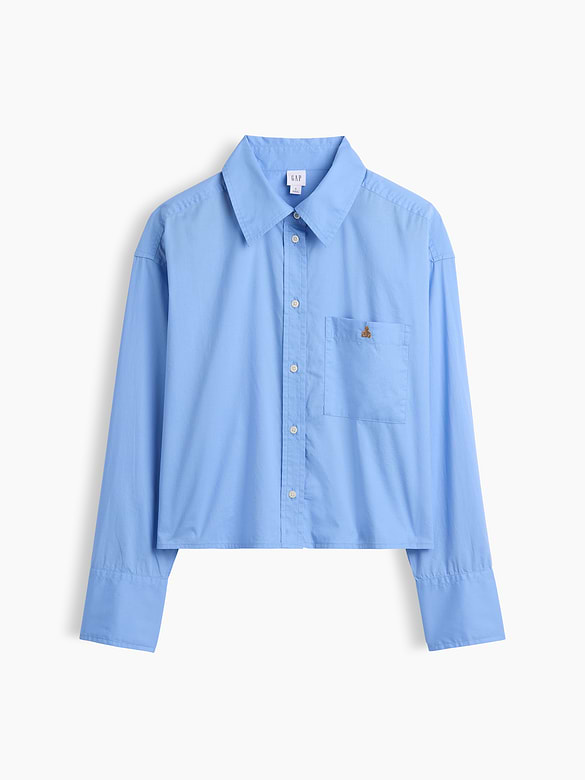 Oversized Cropped Shirt in Poplin
