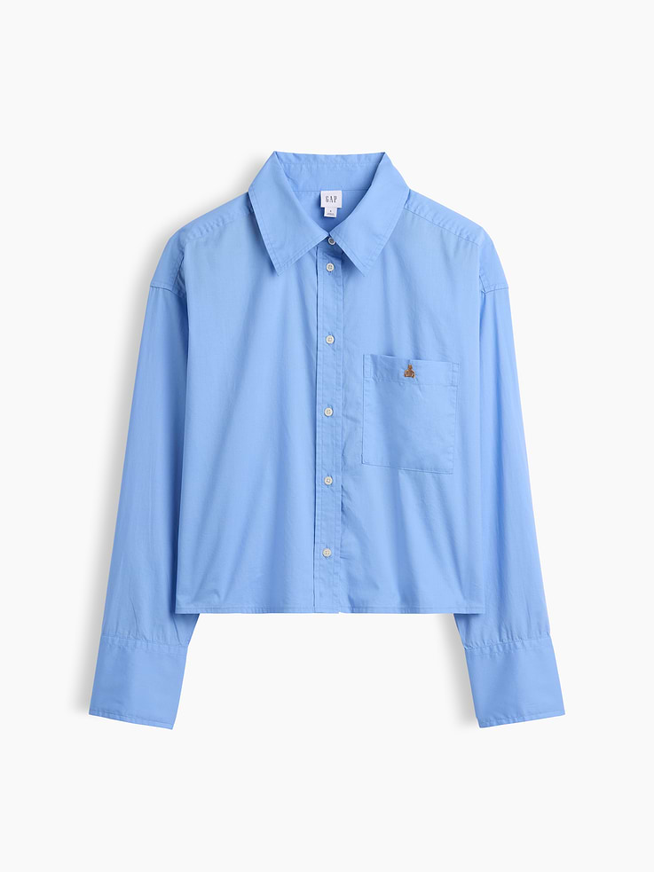 Image number 5 showing, Oversized Cropped Shirt in Poplin