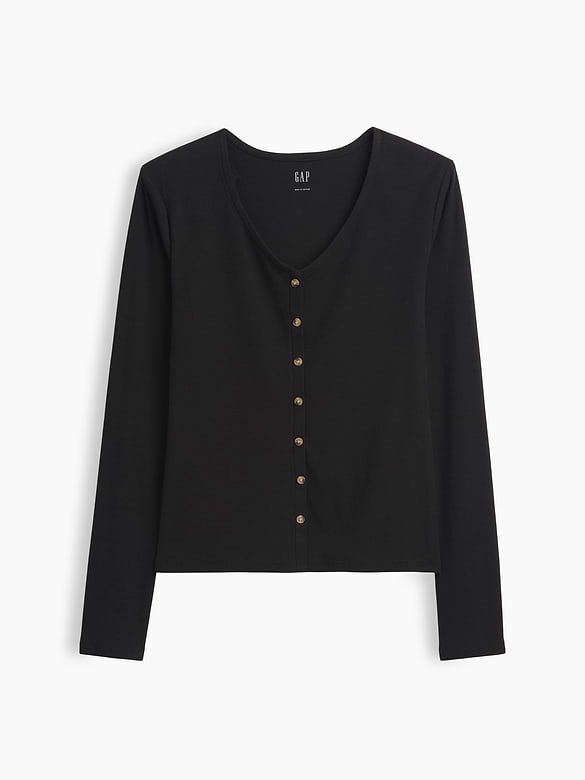 Fitted Ribbed V-Neck Top