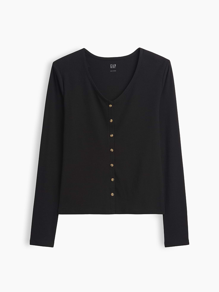 Image number 5 showing, Fitted Ribbed V-Neck Top