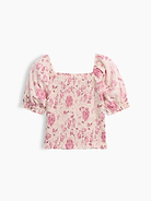 Image number 1 showing, Kids Puff Sleeve Smocked Peplum Top