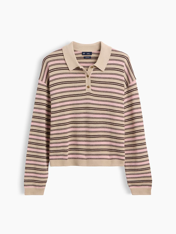 100% Cotton Relaxed Polo Sweater
