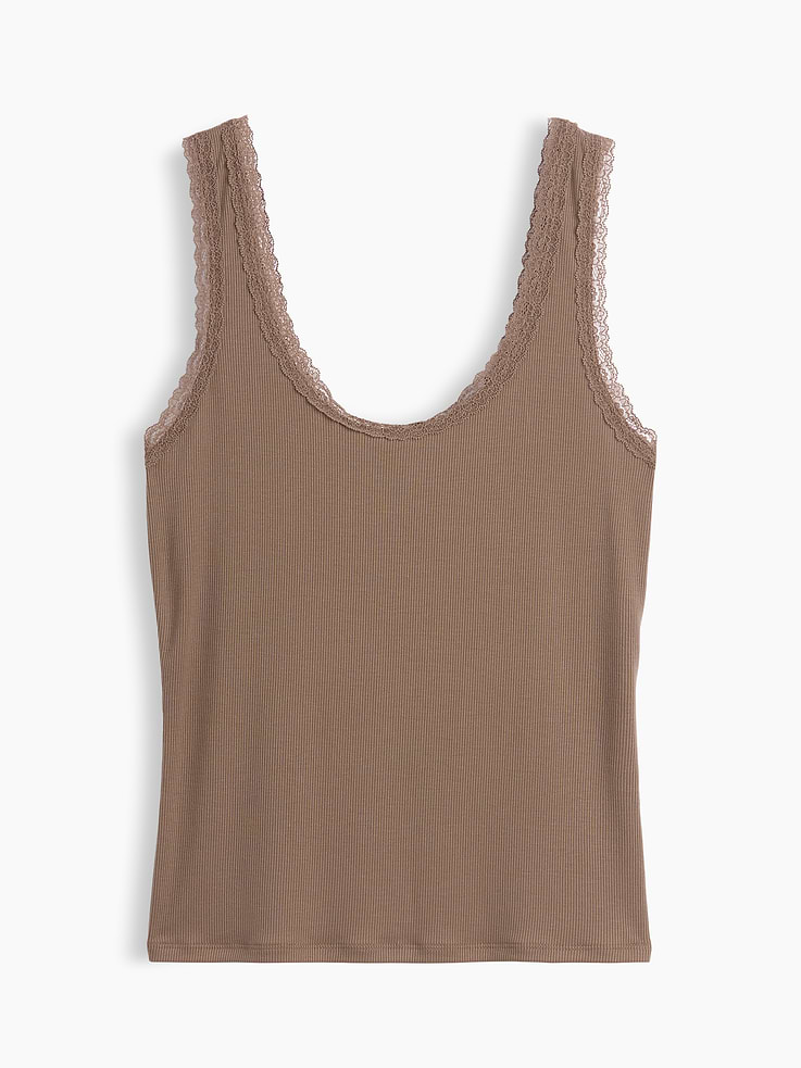 Image number 5 showing, Mini Rib Lace-Trim PJ Tank Top