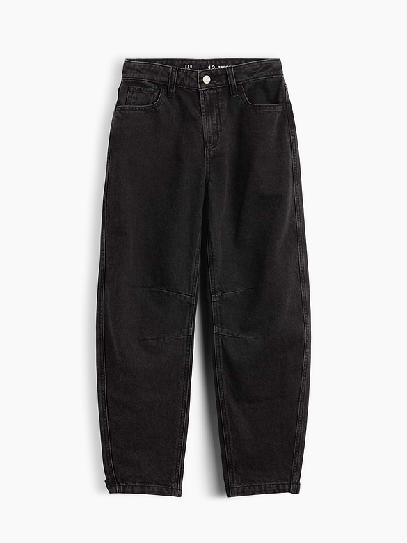 Kids High Rise Barrel Jeans
