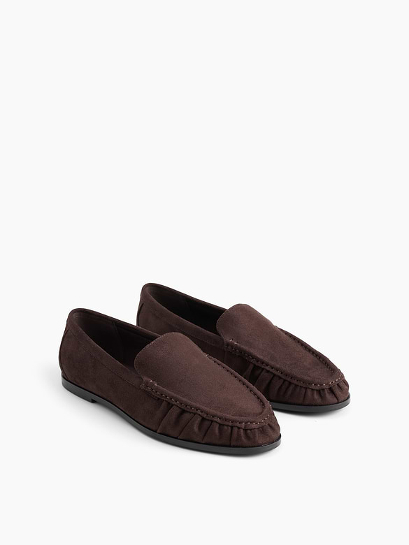 Vegan Suede Ruched Loafers