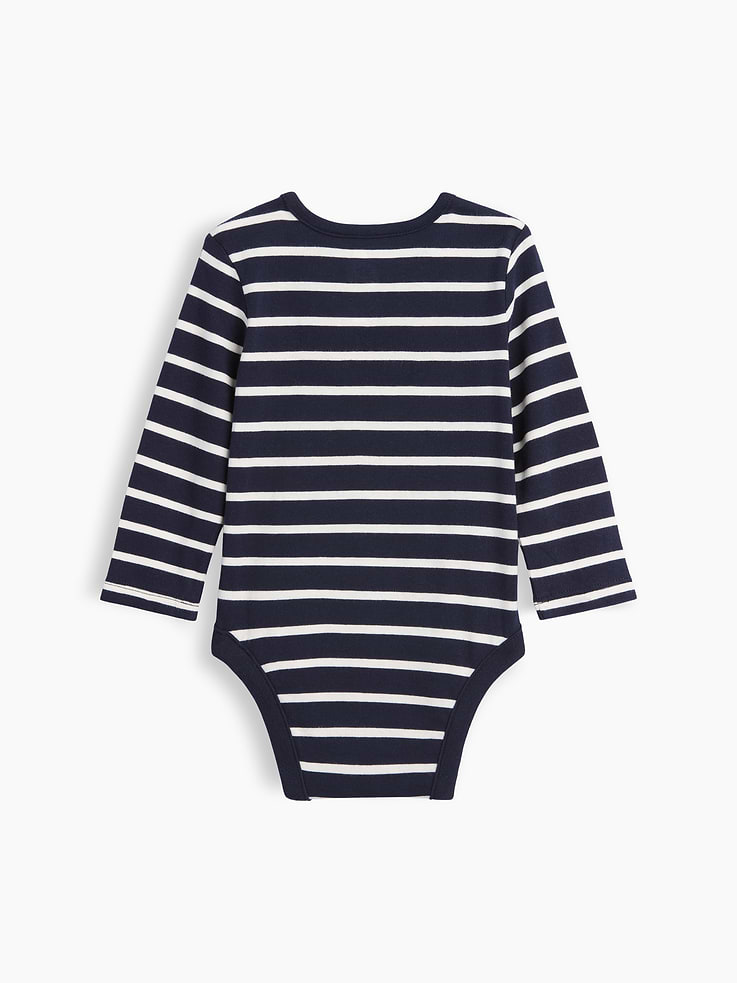 Image number 2 showing, Baby First Favorites Organic Cotton Stripe Henley Bodysuit