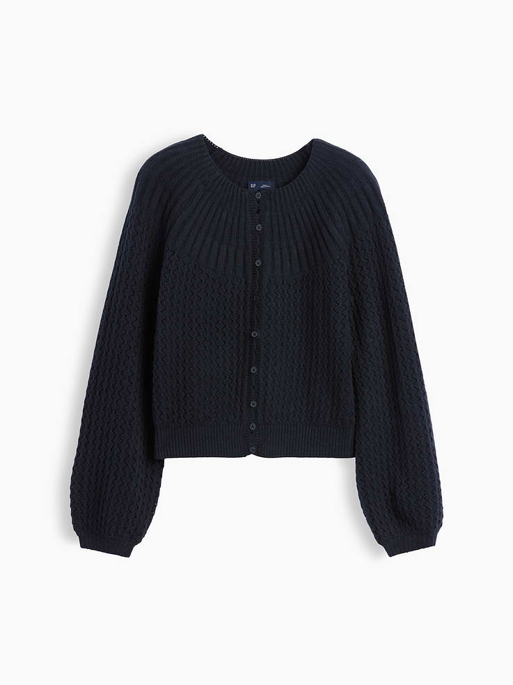 Image number 6 showing, CashSoft Mix-Stitch Crop Cardigan Sweater