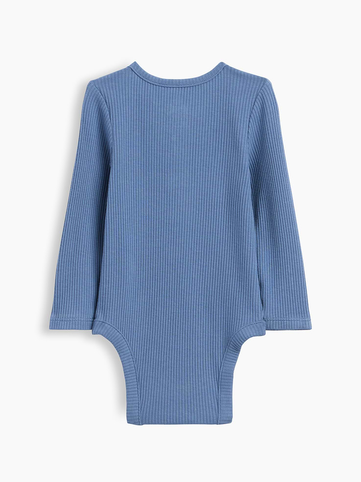 L'image numéro 2 présente Cache-couche finement côtelé à encolure henley Premiers essentiels pour Bébé