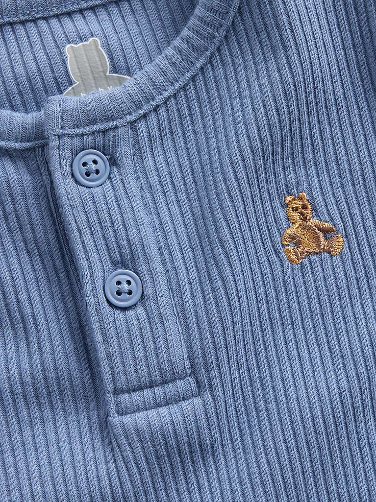 L'image numéro 3 présente Cache-couche finement côtelé à encolure henley Premiers essentiels pour Bébé