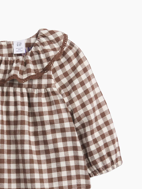 Baby Gingham Flannel Bodysuit Dress