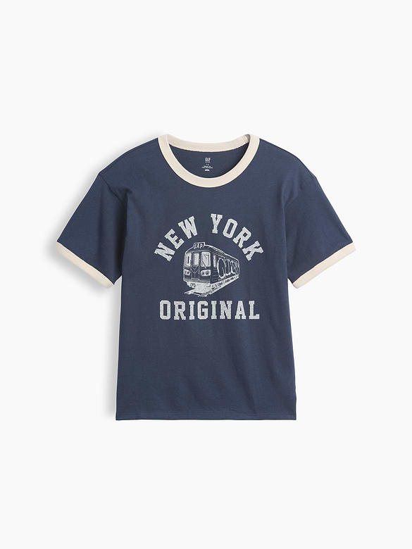 Kids Relaxed New York Graphic Ringer T-Shirt