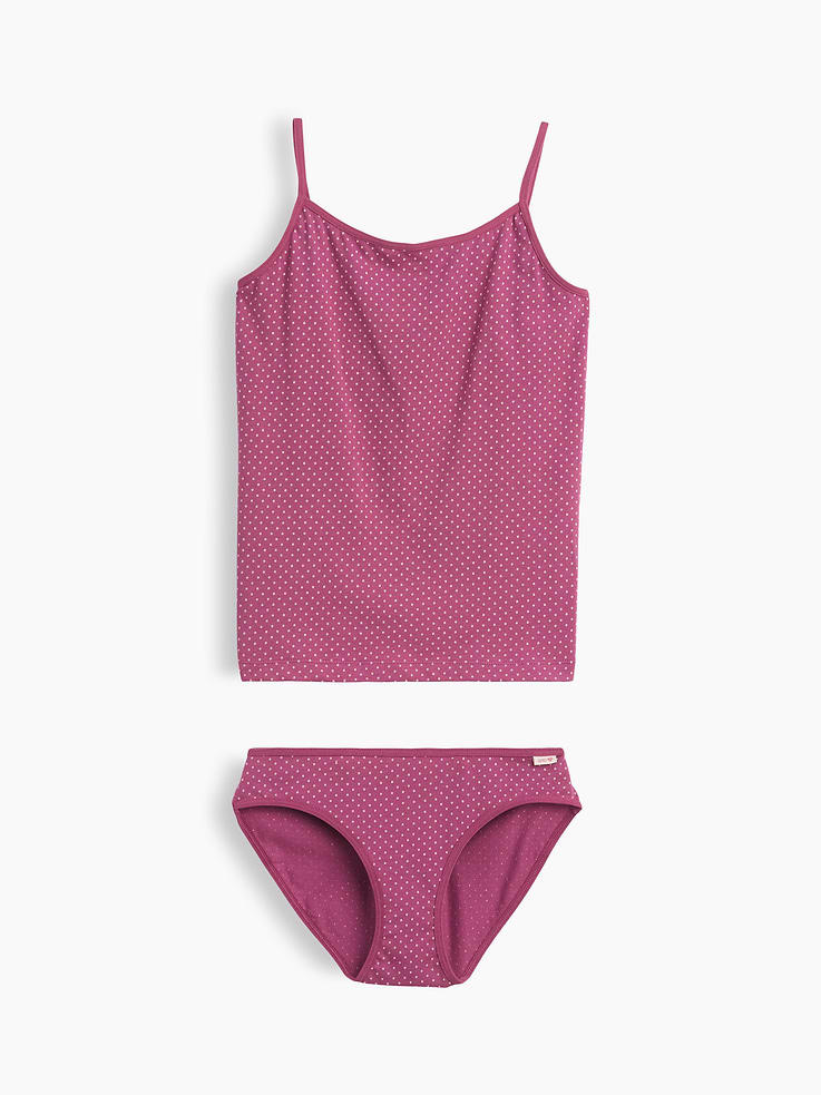 L'image numéro 1 présente Camisole et culotte bikini de nuit en coton biologique extensible pour Enfant