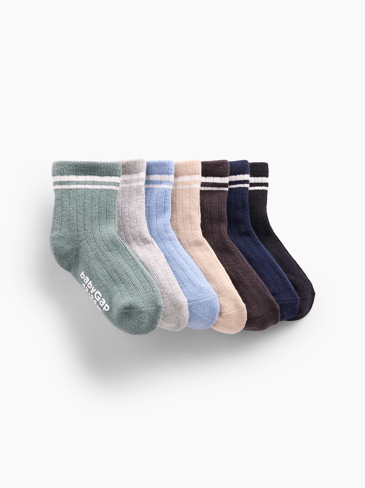 Image number 1 showing, Baby & Toddler Varsity Quarter Crew Socks (7-Pack)
