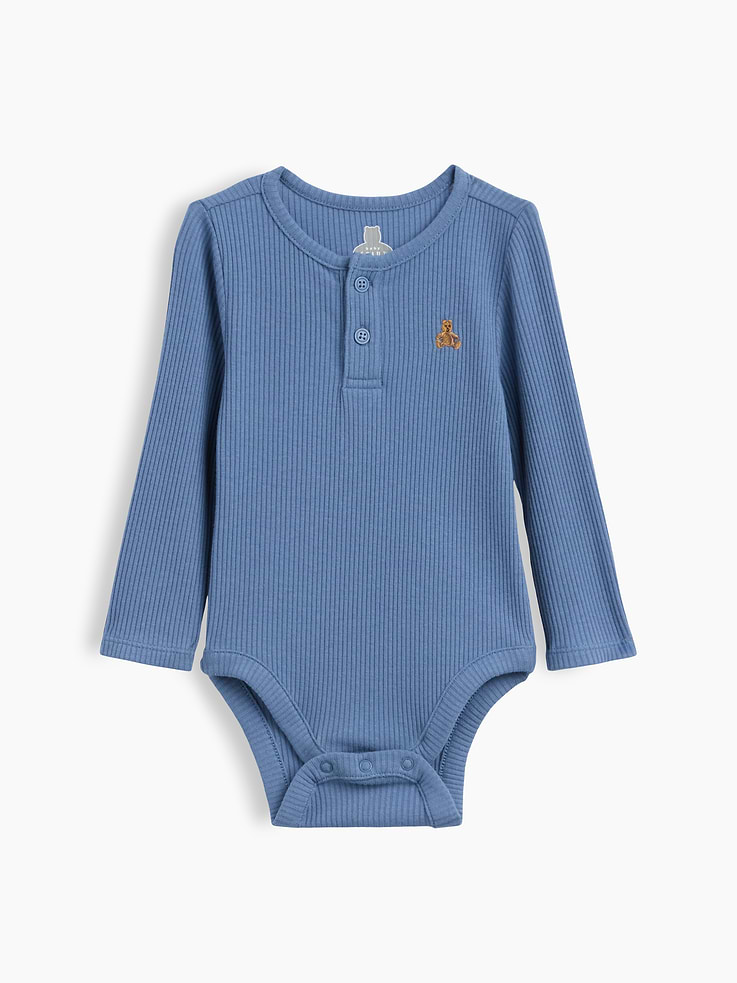 L'image numéro 1 présente Cache-couche finement côtelé à encolure henley Premiers essentiels pour Bébé
