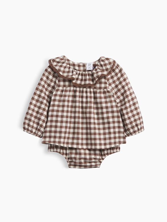 Baby Gingham Flannel Bodysuit Dress