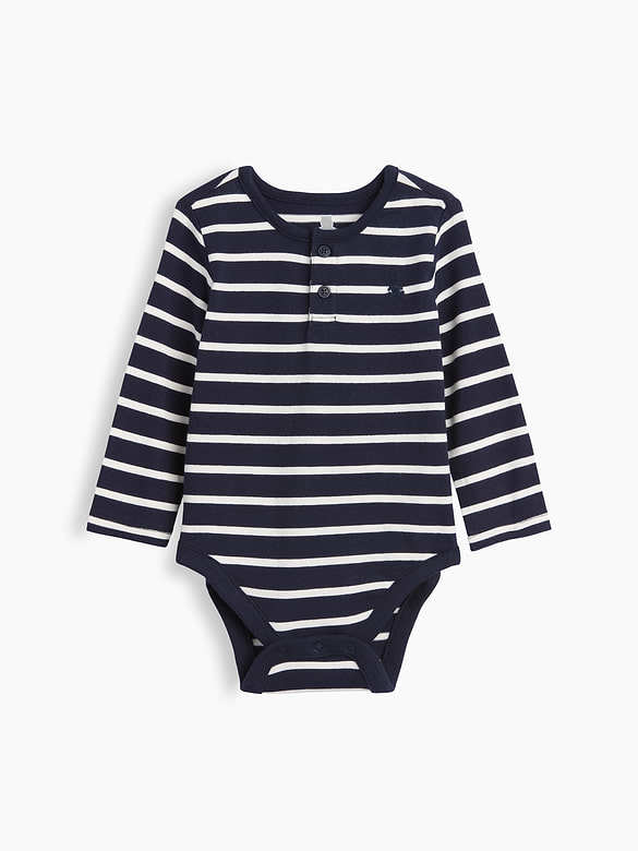Baby First Favorites Organic Cotton Stripe Henley Bodysuit
