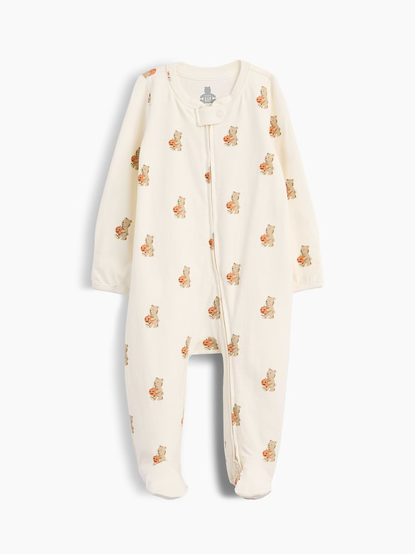 Baby Organic Cotton Print Footed One-Piece