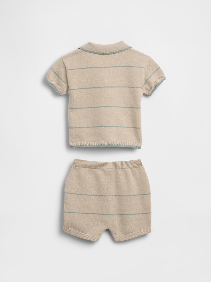 Image number 2 showing, Baby Sweater Polo Stripe Outfit Set