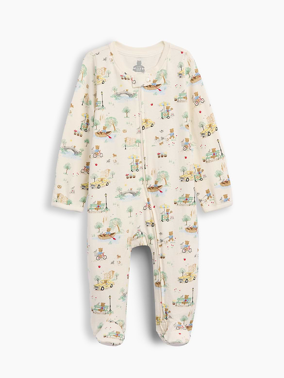 Baby Organic Cotton Print Footed One-Piece