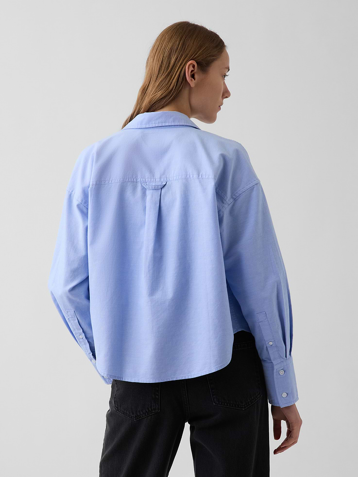 Image number 3 showing, Organic Cotton Oversized Crop Oxford Shirt