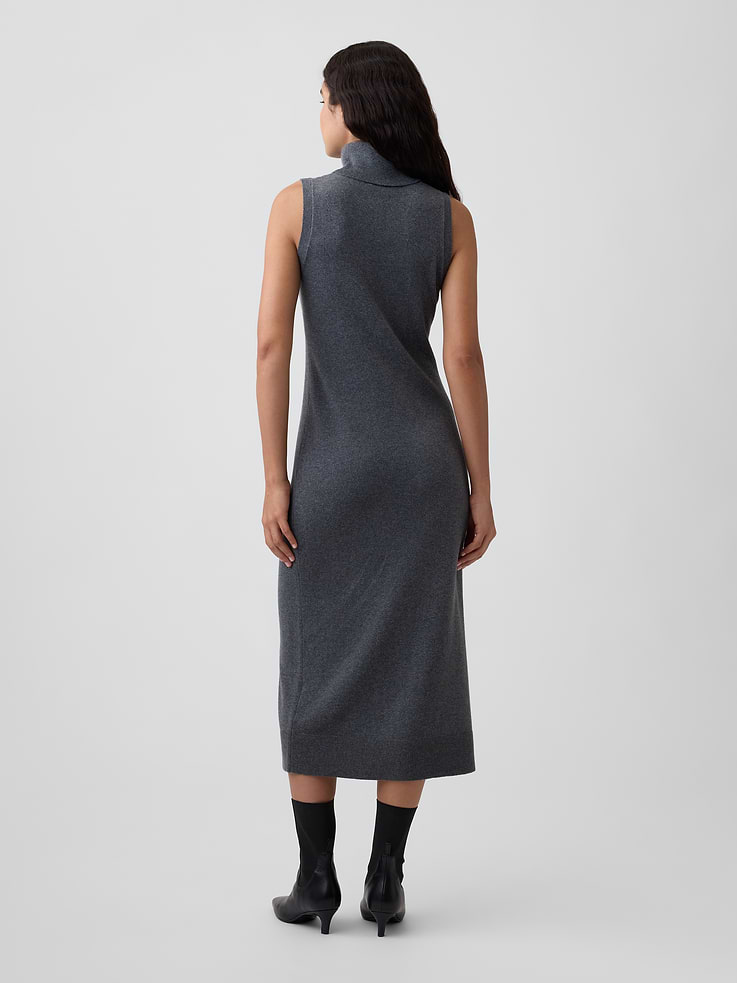 Image 2 of 4, CashSoft Sleeveless Turtleneck Midi Dress