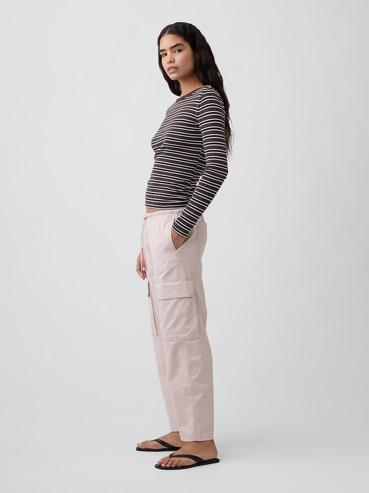 Image number 3 showing, Mid Rise Pull-On Barrel Khakis
