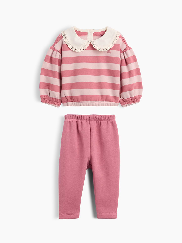 Image number 1 showing, Baby VintageSoft Lace-Collar Sweat Set