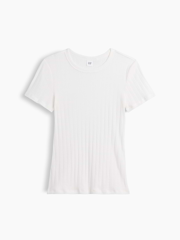 Essential Ribbed Pointelle Crewneck T-Shirt