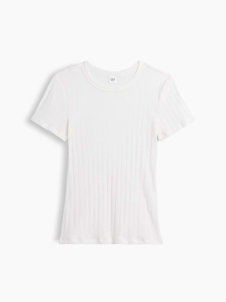 Image number 5 showing, Essential Ribbed Pointelle Crewneck T-Shirt