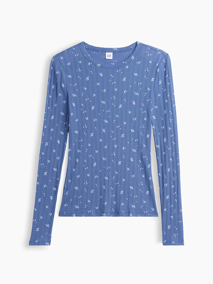 Image number 5 showing, Essential Ribbed Pointelle T-Shirt