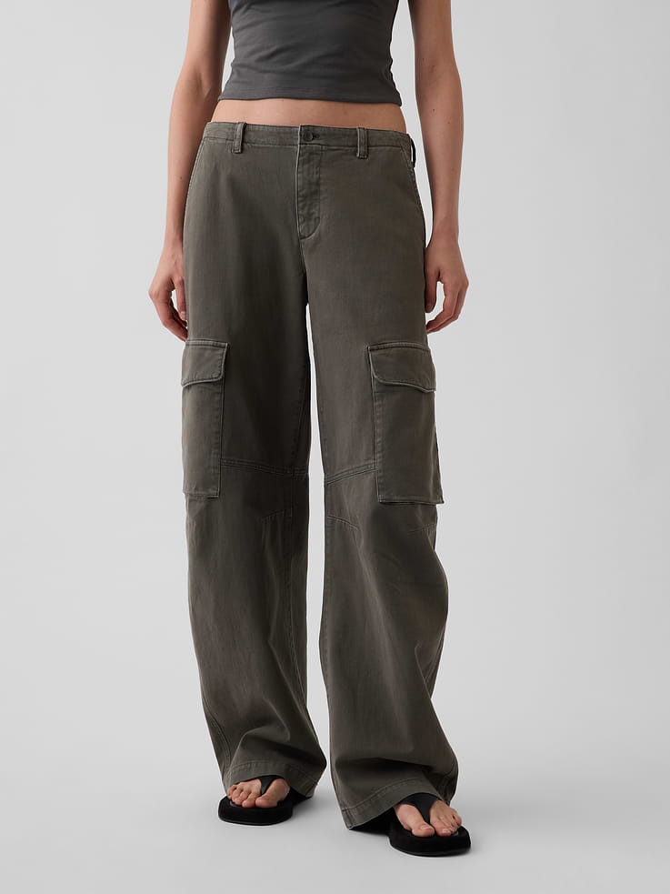 L'image numéro 2 présente Pantalon cargo ballon à taille basse en sergé