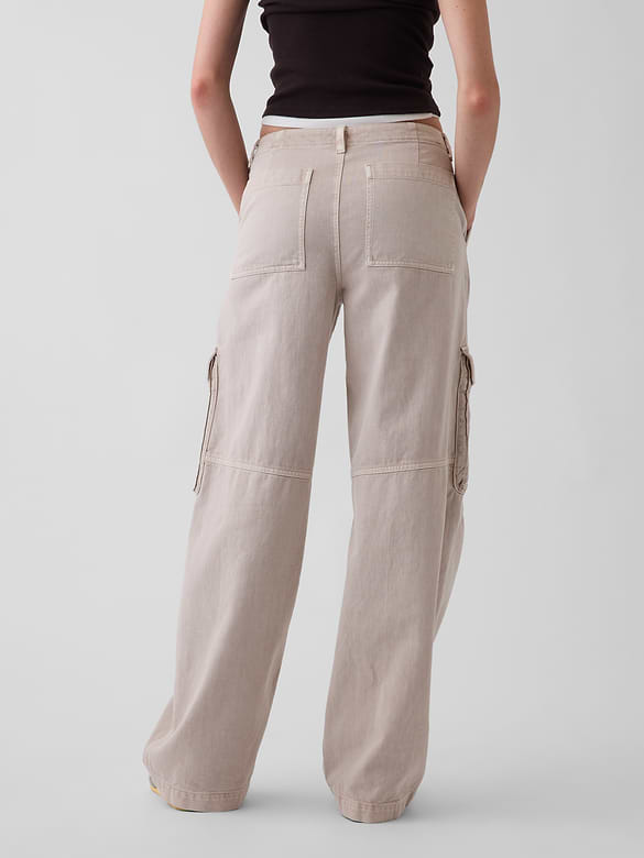 Low Rise Twill Baggy Barrel Cargo Pants