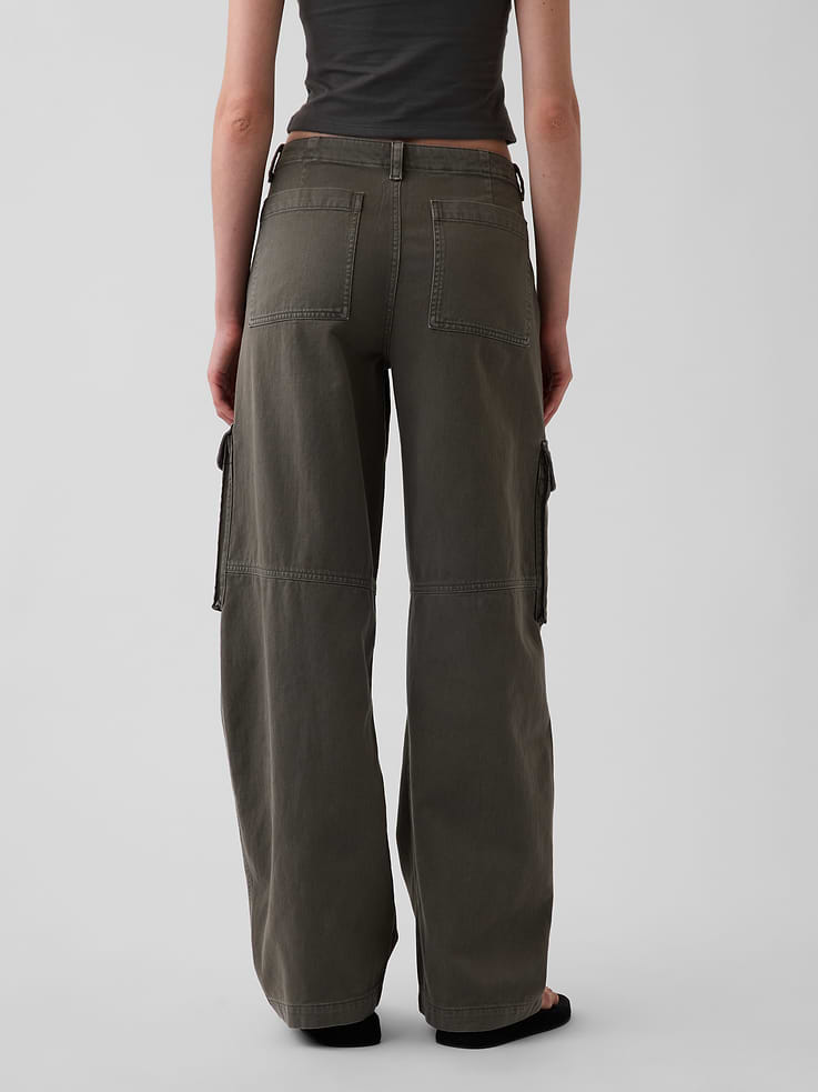 L'image numéro 5 présente Pantalon cargo ballon à taille basse en sergé