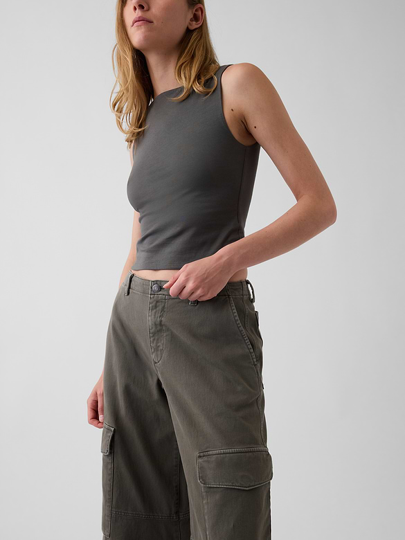 Low Rise Twill Baggy Barrel Cargo Pants