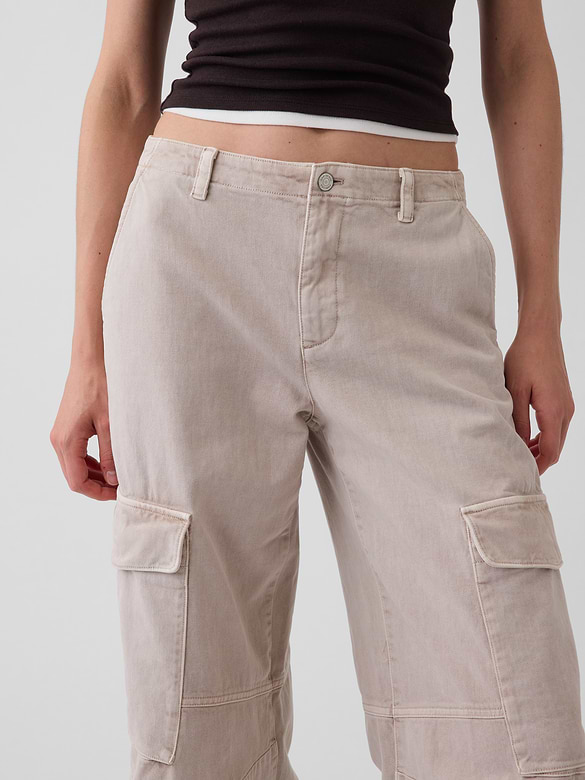 Low Rise Twill Baggy Barrel Cargo Pants
