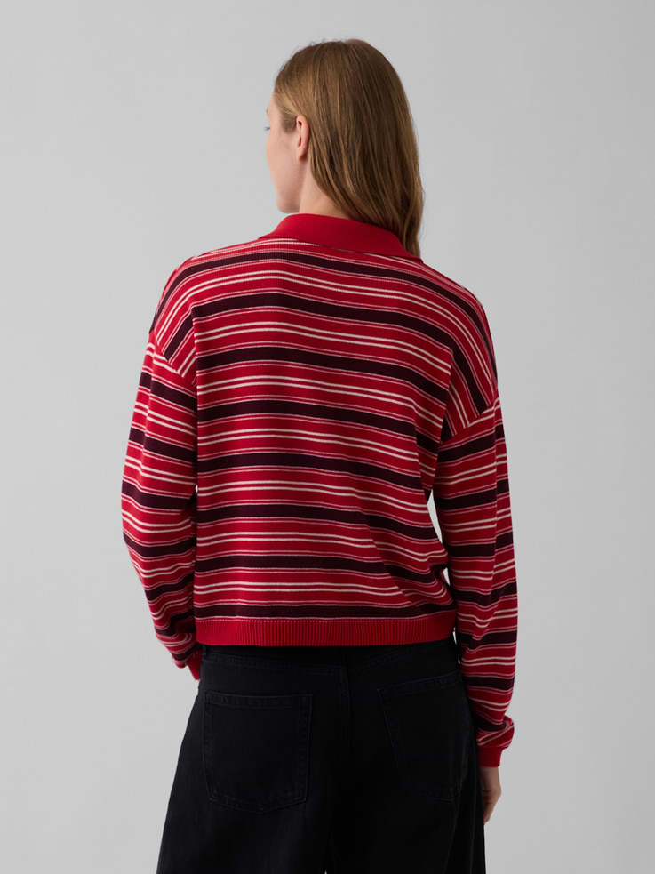Image number 3 showing, 100% Cotton Relaxed Polo Sweater