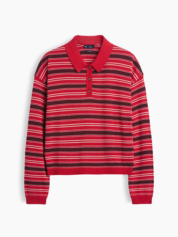 100% Cotton Relaxed Polo Sweater