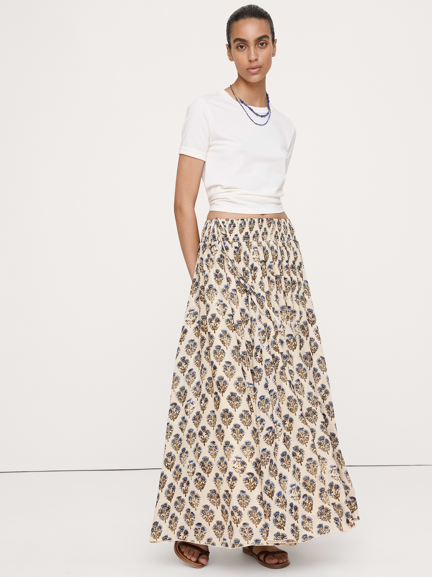 Image number 1 showing, Smocked Georgette Maxi Skirt