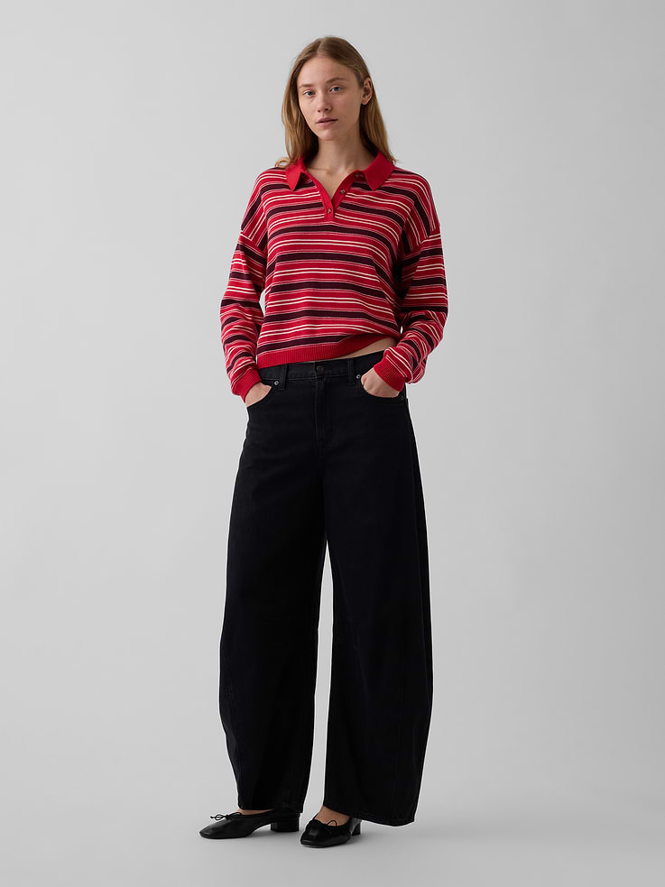 Image number 2 showing, 100% Cotton Relaxed Polo Sweater